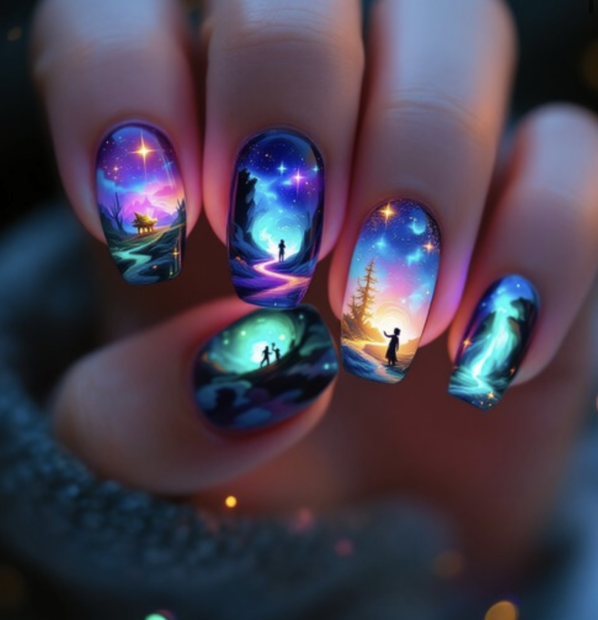 Universe rainbow nails cosmo