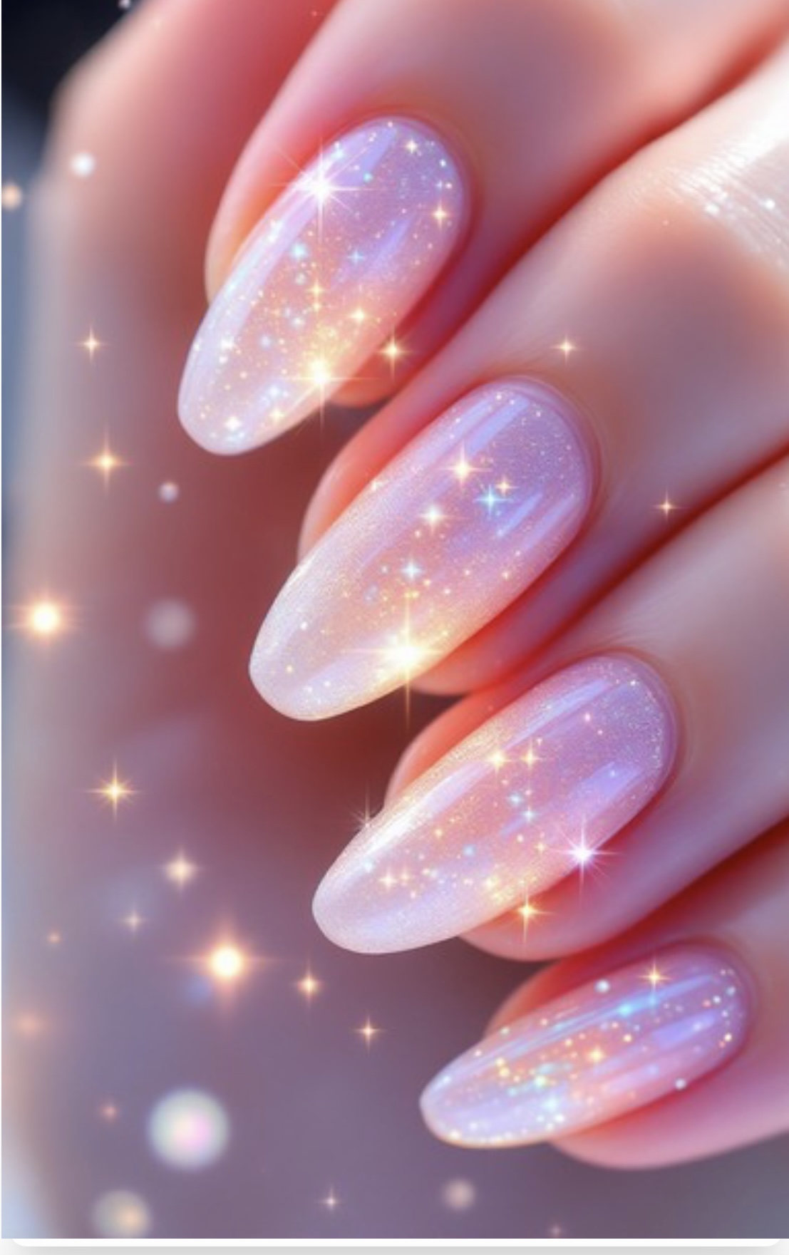 Snow white sparkly nails